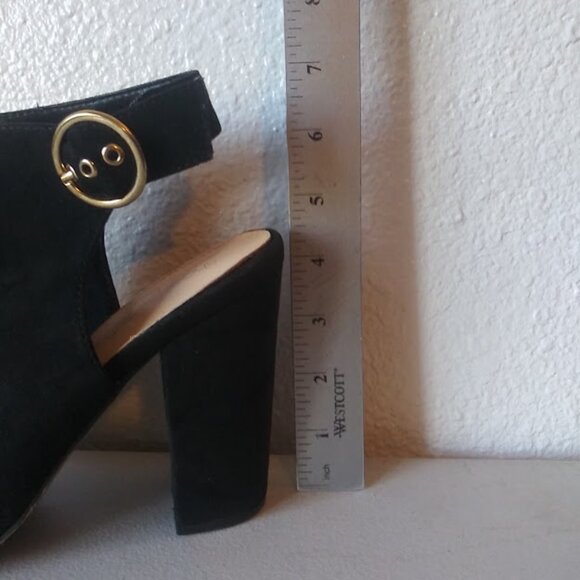 Shoe Dazzle Lucinda women's size 9.5 Black faux suede, open toe high heel shoes - Picture 9 of 16